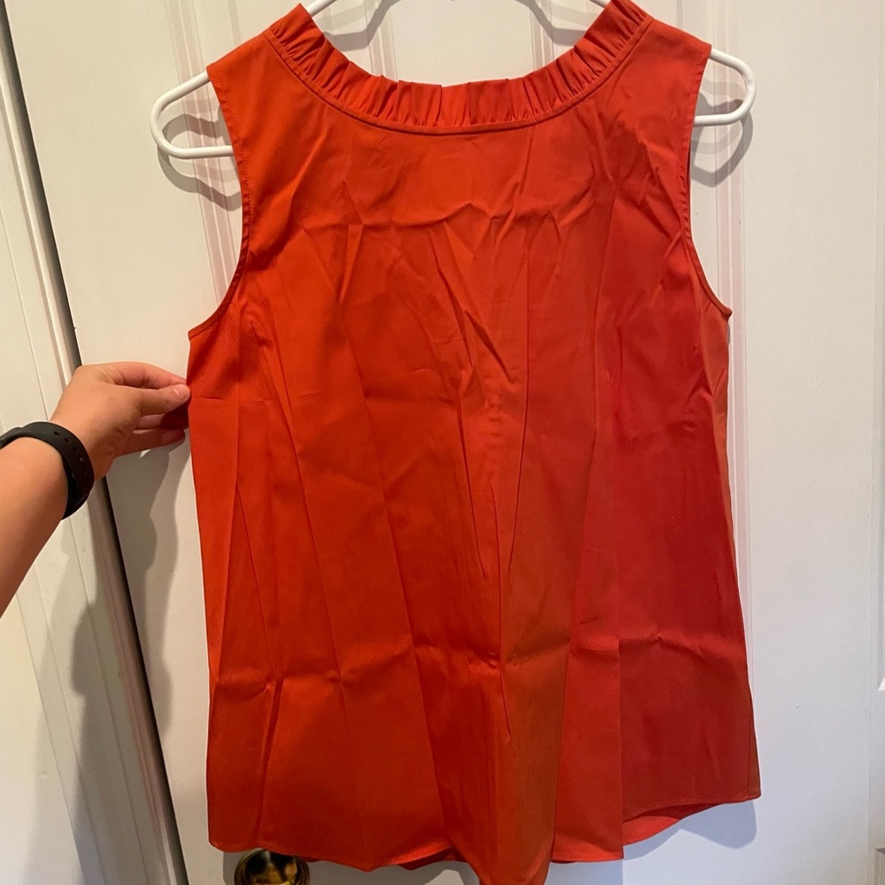 Lafayette 148 New York - orange sleeveless top with ruffles XS NWT